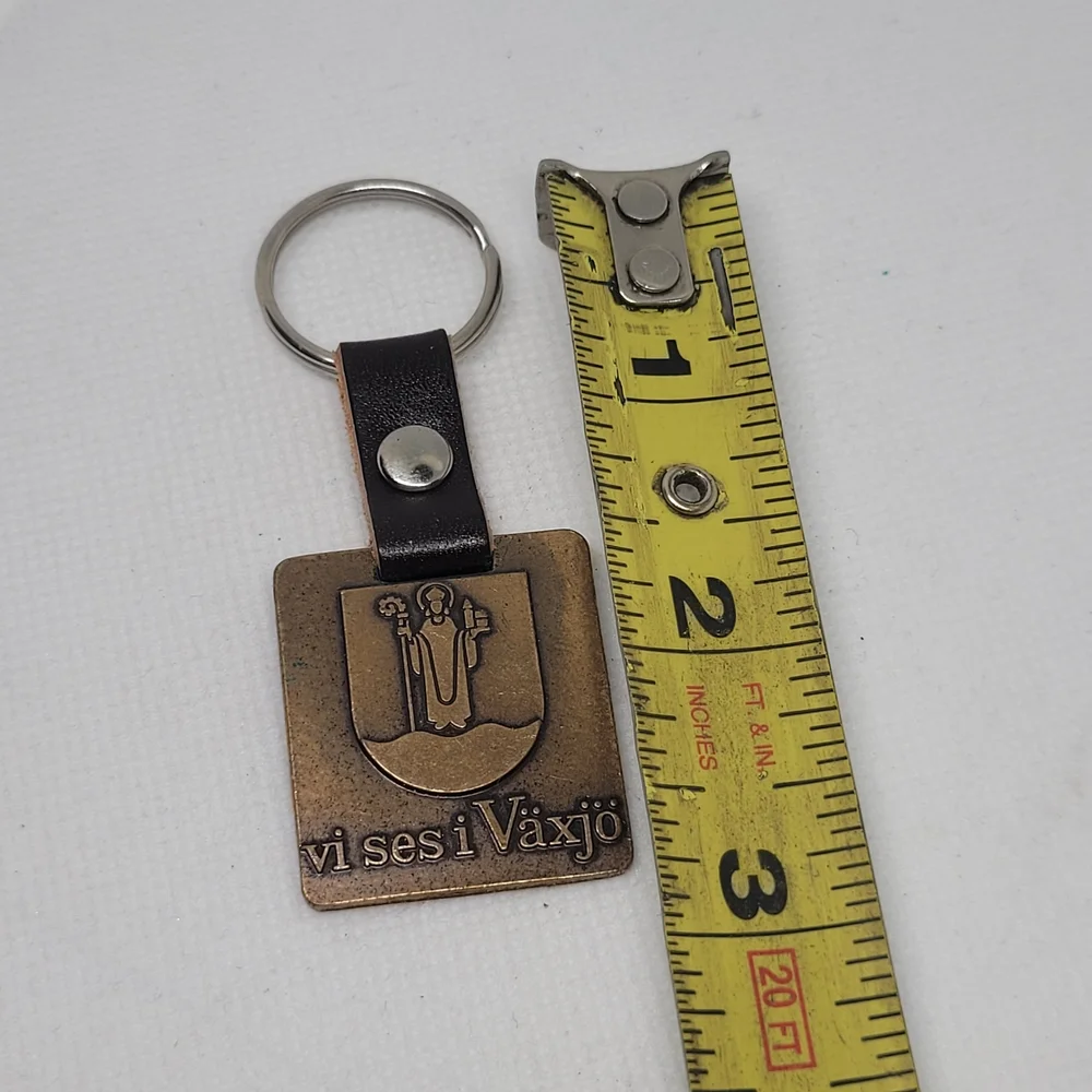 Vintage Swedish Brass Keychain Sporrong Vi Ses I Växjö Cathedral